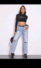 Lapel neck drop shoulder blazer & ruffle hem skirt. Shein X Wejdene Light Wash High Rise Distressed Boyfriend Jeans Tailored Women S Fashion Clothes Bottoms On Carousell