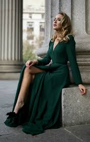 Emerald Green Long Sleeve Floor Length Wrap Dress Black And Gold Geometric Pattern Evening Clutch Multicolor Fashion Elegant Mini Dress Formal Wedding Guests