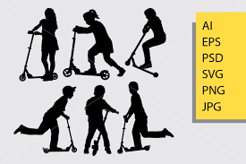 Download Kid With Scooter Silhouette Graphic By Cove703 Creative Fabrica SVG Cut Files