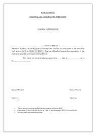 How to write a letter for industrial visit? Consent Letter For Tour