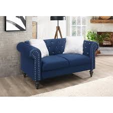 The emma sofa is a clever hybrid. Galaxy Home Emma 2 Piece Tufted Upholstered Velvet Sofa Set In Blue Emma N Sls
