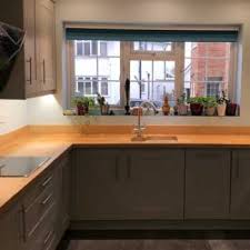 Dove grey kitchen with wood worktop ukcat practice. Domestic Case Studies Options Kitchens