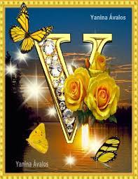 Letra V Mariposas Y Rosas Amarillas Editado Por Yanina Avalos Por Do Sol Sol E Lua Alfabeto