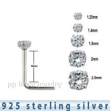 Details About 5pcs 925 Sterling Silver Prong Set L Shape Nose Stud 22g 1 25mm To 2 5mm Cz