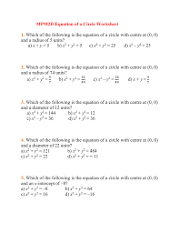 Interactive equation of circle : Mpm2d Equation Of A Circle Worksheet