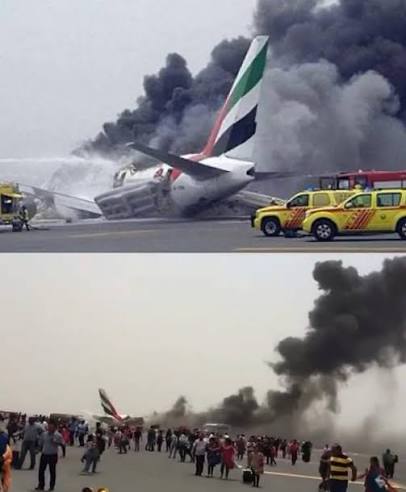 Emirates plane crash-lands with 300 aboard; 1 firefighter killed Full  video: https://shorturl.at/VQk0h