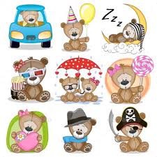 Set Of Cute Cartoon Teddy Bear On A White Background Cute Cartoon Bear Face Paint Cute Cartoon Characters