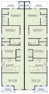 Duplex plans with 1 bedroom per unit: Narrow Lot Duplex Plan Multi Unit Traditional 3 Beds Per Unit