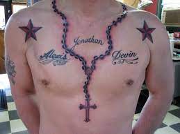Black ink anchor with chain and banner tattoo design for sleeve. 40 Latest Necklace Tattoos Ideas