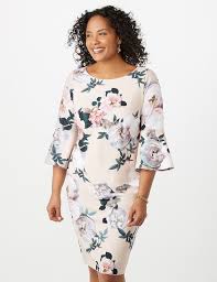Plus Size Floral Bell Sleeve Scuba Dress Dressbarn Plus Size Dresses Scuba Dress Dresses