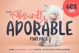 Regular), 690 characters in total. The Absurdly Adorable Font Pack 29283 Regular Font Bundles Font Packs Fonts Cute Fonts