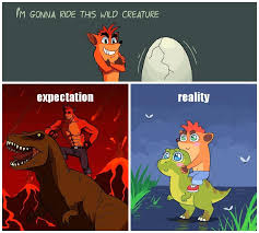 Crash And Tyrannosaurus By Kempferzero Expectation Vs Reality Crash Bandicoot Characters Crash Bandicoot Crash