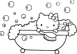 60 hello kitty pictures to print and color. Hello Kitty Coloring Pages Take A Bath Coloring4free Coloring4free Com