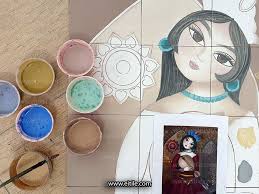 الرسم علی البلاط handmade tiles painting tile tile panels