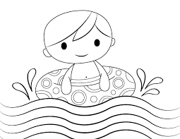 Cute turtle swimming coloring page. Printable Swimming Boy Coloring Page