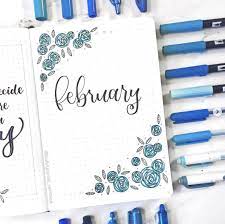 Blue Flowers Bullet Journal Theme The Smart Wander Bullet Journal Cover Ideas February Bullet Journal Bullet Journal Themes
