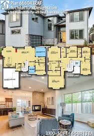 Plan 666043raf 4 Bed Modern House Plan With Bonus Room Above Garage House Plans Modern House Plan Modern House Plans