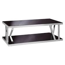 Target marketing systems carly modern living room round glass coffee table with metal frame, 29.5, black nickel. Ackley Silver Finish Metal And Black Glass Coffee Table