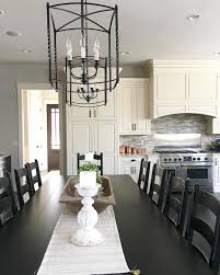 Cabinet uppers to the ceiling with the smaller, glass cubical to display whatever. Modern Farmhouse Kitchen With Large Table And Lantern Chandeliers Farmhouse Redefined Modern Farmhouse Dining Farmhouse Dining Room Farmhouse Kitchen Decor