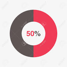 Icon Red And Black Chart 50 Percent Pie Chart Vector