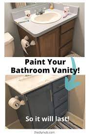 How To Paint Bathroom Vanity Cabinets That Will Last Painted Vanity Bathroom Diy Bathroom Vanity Diy Bathroom Makeover