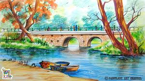 How To Draw A Very Simple Scenery With Bridge For Beginners Step By Step Youtube Drawing a scenery of sunset on the green hill step by step.how to d. how to draw a very simple scenery with bridge for beginners step by step
