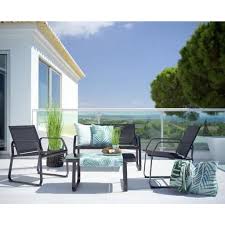 Loungegarnitur Pentos Schwarz Modern Glas Kunststoff Modern Living Outdoor Dekorationen Lounge Garnitur Lounge