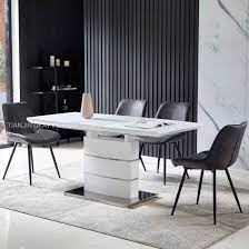 Browse our range of extendable dining tables in a variety of styles and shapes at affordable prices. China Modern Furniture Factory Nordic Style Mdf Top Panel Tables Extendable Square 6 Seater Dining Room Table China Dining Table Table
