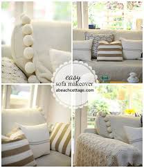 No Sew Sofa Makeover How To Cover A Sofa With Fabric Drop Cloth Life By The Sea Sofa Makeover Diy Couch Cover Couch Makeover