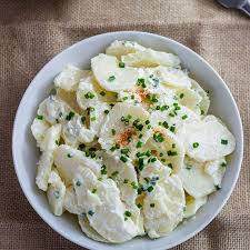 We simmer potatoes whole in salted water when making potato salad. No Mayo Potato Salad Recipe Eatwell101