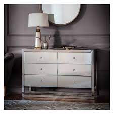 Tusentals nya, högkvalitativa bilder läggs till varje dag. Contemporary Mirrored Glass Bedroom Chest Of 6 Drawers 120cm Wide