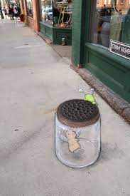 David Zinn At Downtown Home And Garden David Zinn Murals Street Art Sidewalk Art