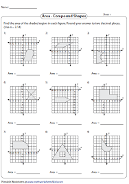Area Of Compound Shapes On Grids Area Worksheets Shapes Worksheets Composite Shapes