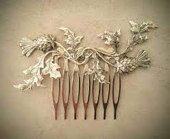 Silver Scottish Thistle Hair Comb Leaf Hair Comb Branch Hair Etsy Scottish Jewellery Hair Comb Wedding Hair Jewelry