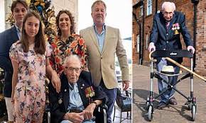 Sir tom raised millions for the nhs at the height of the coronavirus pandemic. Captain Tom Tweets Family Photo From Barbados After Being Treated To Trip By British Airways Daily Mail Online