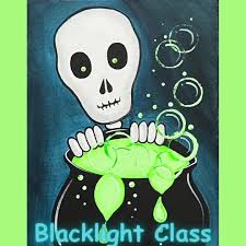 Sign up online for these fun paint nights this week. They are all  blacklight fun!, ., ., #pintsizepicassos #paintnights #blacklightart  #halloweenart #peterpan #discoballs #skeletonart #familyfun ...