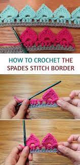 Crochet Spades Stitch Border Or Edging Crochet Edging Patterns Crochet Border Patterns Crochet Square Patterns