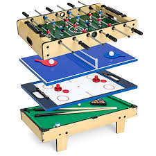 Amazon Com Best Choice Products 4 In 1 Game Table W Pool Billiards Air Hockey Foosball And Table Tennis Sports Outdoor Foosball Air Hockey Table Tennis