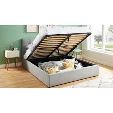 Service client professionnel avec des experts literie. Homifab Lit Coffre 160x200 Gris Clair Avec Tete De Lit Sommier A Lattes Relevable Collection Tommy Cadres De Lit Rue Du Commerce