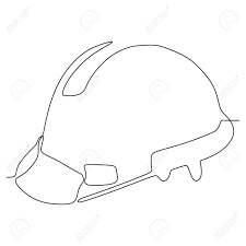 The text on this sign is white on a blue background and reads safety helmets must be worn there is an image of a person wearing a safety helmet to the left of the wording Drawing Of Safety Helmet For Industrial Company Worker Continuous Royalty Free Cliparts Vectors And Stock Illustration Image 130467512