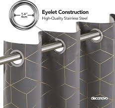 Designer style curtain for bedroom or livingroom. Deconovo Diamond Gold Printed Eyelet Curtains Backout Curtains Thermal Insulated Curtains For Bedroom With Two Matching Tie Backs W46 X L54 Inch Grey One Pair Bedding Linens Home Kitchen Cate Org