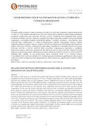 We did not find results for: Pdf Vztah Preferovanych Volnocasovych Aktivit A Tvorivosti U Ceskych Adolescentu Relationship Between Preferred Leisure Time Activities And Creativity Of Czech Teenagers