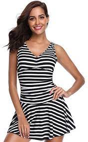 Shekini Women S One Piece Skirt Swimsuit Ruched Retro Swimdress Bathing Suit At Amazon Women S Clothing St Swim Dress One Piece For Women Fashion Clothes Women