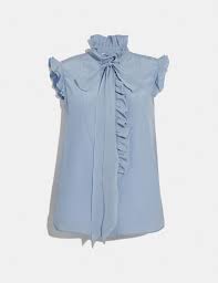 Coach Tie Neck Sleeveless Ruffle Blouse