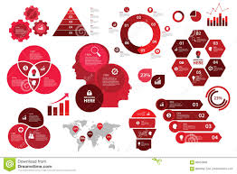 Infographic Set Red Color Scheme Business Graph Arrow