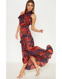 فستان ماكسي بطبعات أزهار كحلي فوغا كلوسيت Maxi Dress Size 12 Maxi Dress Maxi Wrap Dress