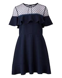 Elise Ryan Frilled Spot Mesh Dress