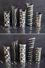 Raku Pottery Black And White Cylinder Vases Set Ceramic Etsy In 2021 Raku Pottery Raku Ceramics White Ceramic Vases