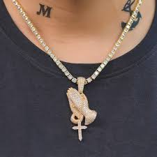 Sale price $14.40 $ 14.40 $ 18.00 original price $18.00 (20% off) free shipping praying hands necklace, silver prayer charm on a silver cable chain. Cz Diamond Praying Hands Pendant Necklace Necklaces Jewelry Valresa Com