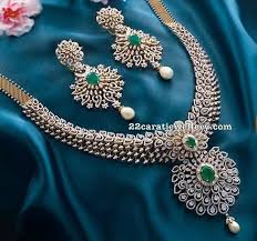 Diamond Emerald Set With Heavy Earrings Diamond Jewelry Designs Bridal Diamond Jewellery Diamond Jewelry Necklace